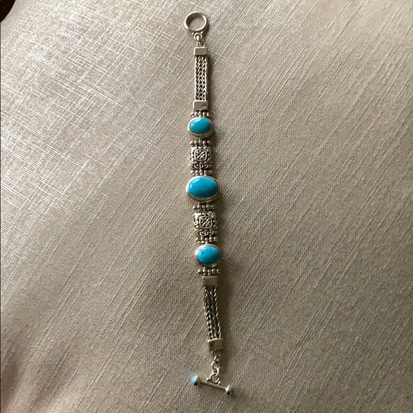 Turquoise sterling bracelet w/circle/bar closure❣️ - Picture 2 of 5